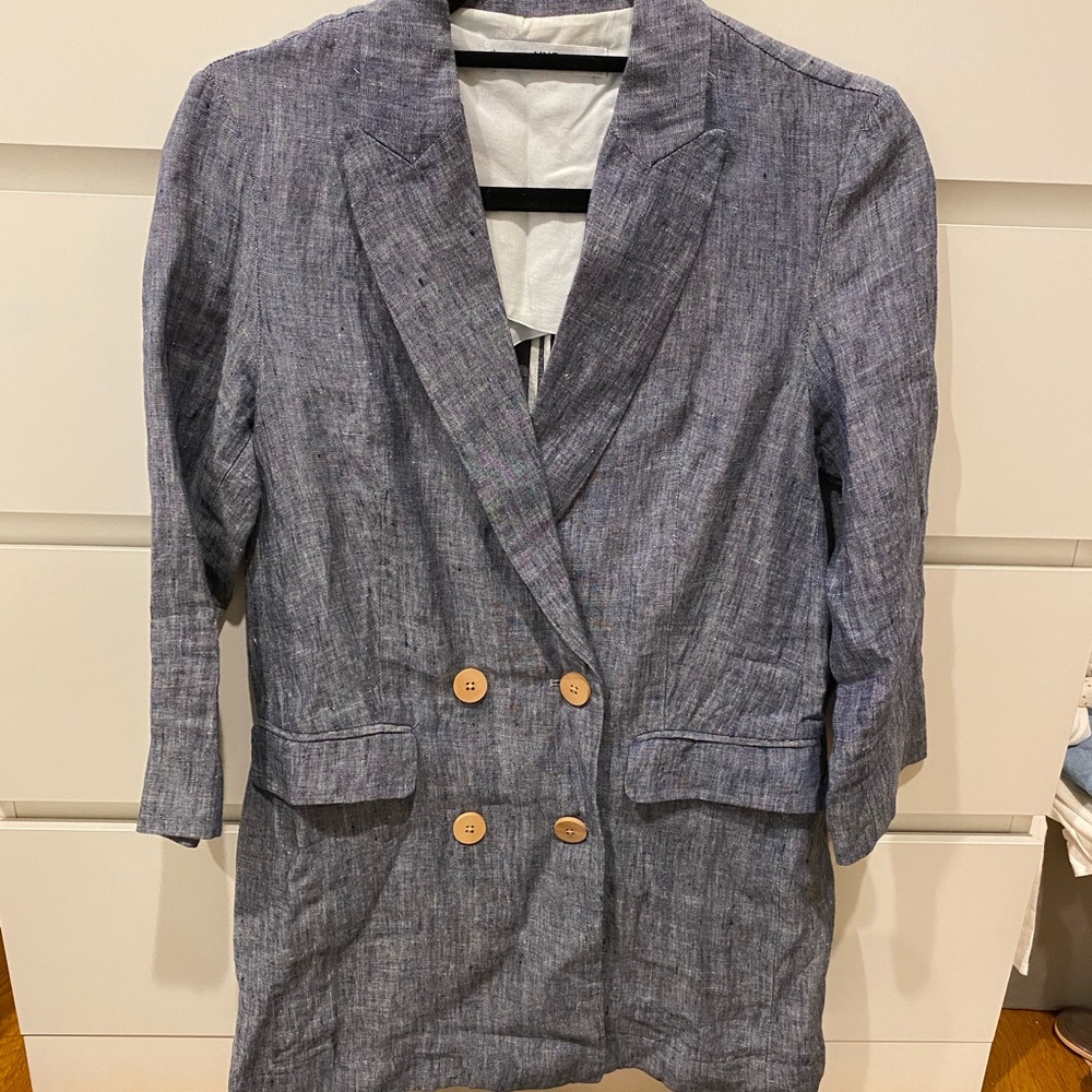 Oversized Mango Chambray Blazer - image 1